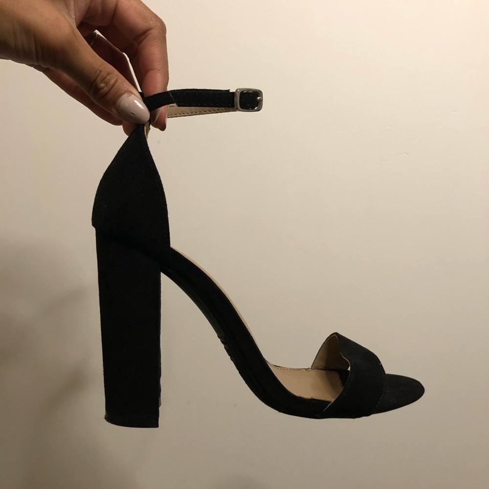 Black Suede Chunk Heels